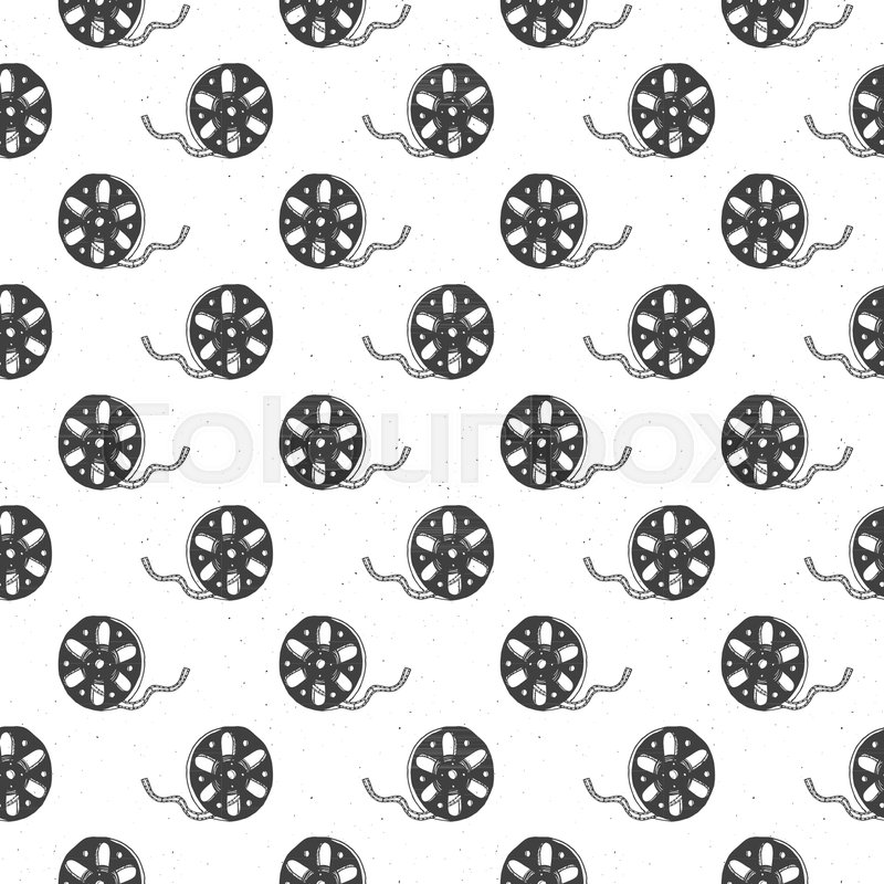800x800 Cinema Tape And Film Reel Vintage Seamless Pattern, Handdrawn - Movie Reel Sketch