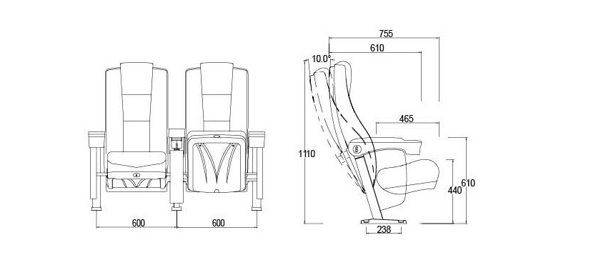 841x385 High Back Folding Used Cinema Seat For Sale Rocking Movie - Movie Theater Sketch