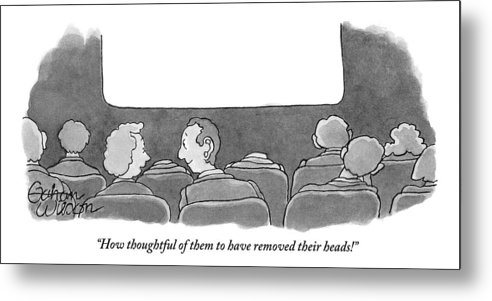 492x301 A Couple In The Movie Theater Are Pleased To See Metal Print By - Movie Theater Sketch