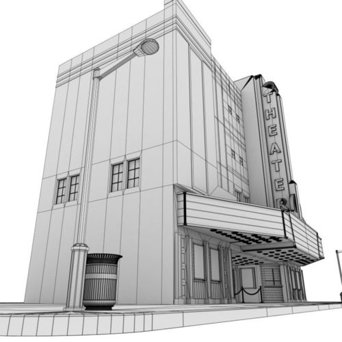 500x500 Movie Theater 3d Model Cgtrader - Movie Theater Sketch