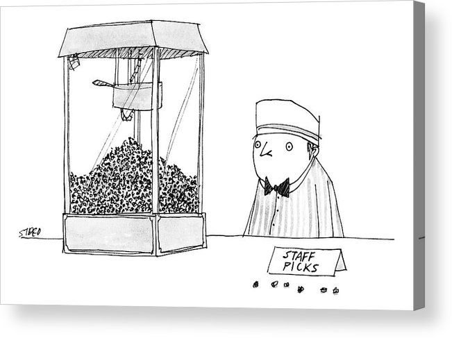 651x487 Movie Theater Attendant Selling Popcorn Acrylic Print By Edward Steed - Movie Theater Sketch