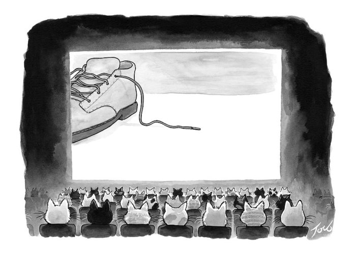 700x500 A Movie Theater Audience Of All Cats Watches Greeting Card For - Movie Theater Sketch