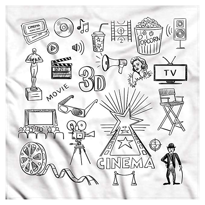 679x679 Ambesonne Movie Theater Bandana, Sketch Oscar, Unisex - Movie Theater Sketch