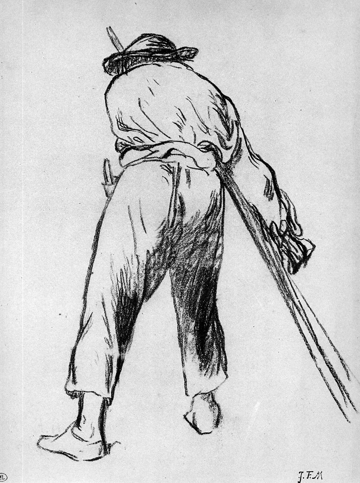 1216x1632 Sketch Of Moving Farmer, Jean Francois Millet Medium Ink, Paper - Moving Sketches