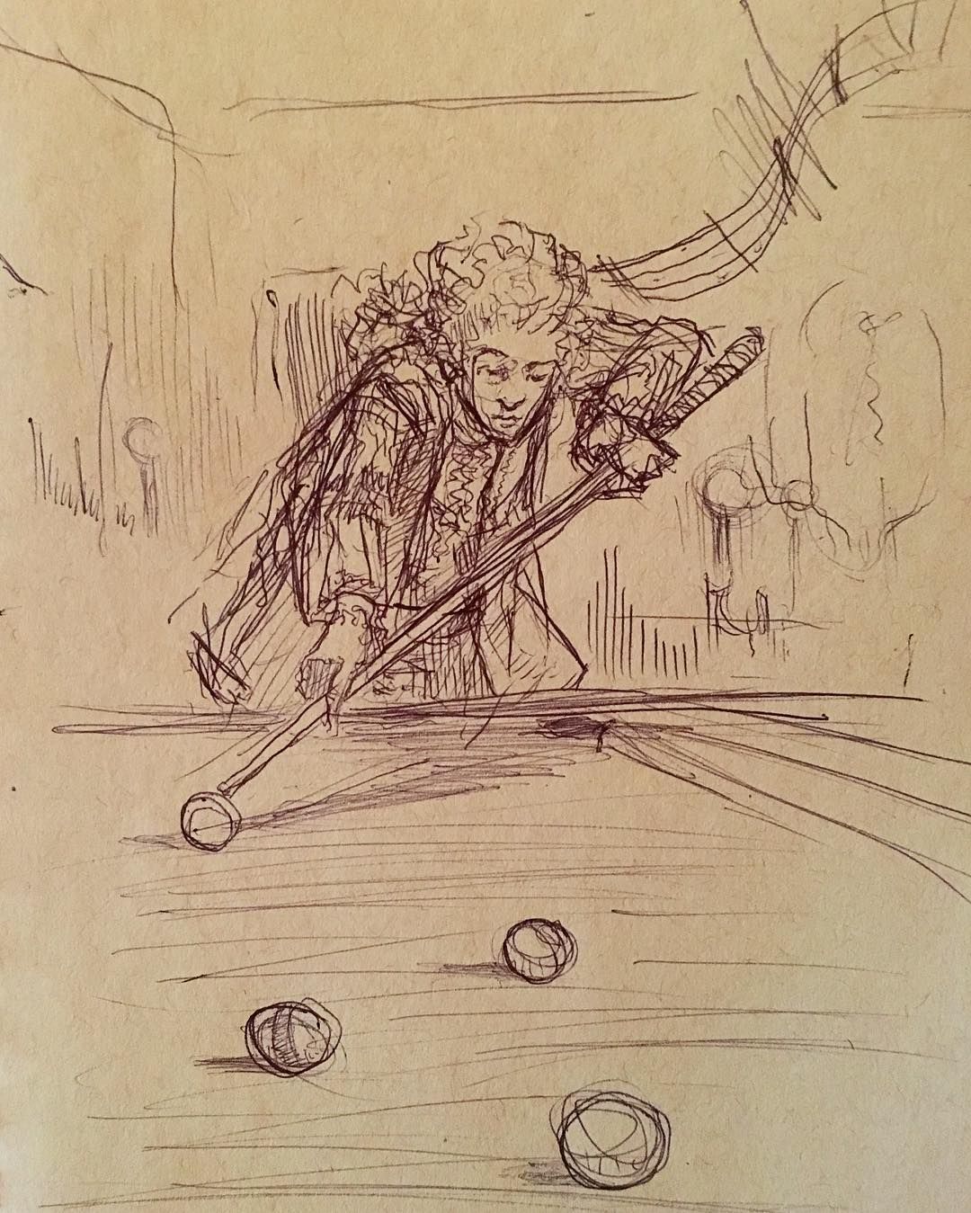 1080x1349 Mozart Playing Pool By Himself. - Mozart Sketch