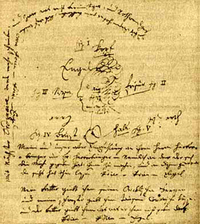 700x784 W.a. Mozart, Cartoonist Bibliolore - Mozart Sketch