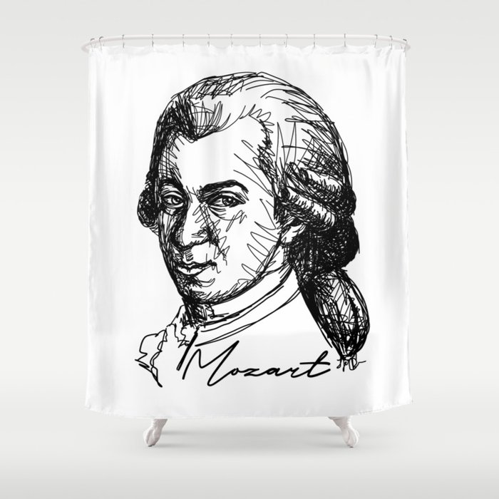 700x700 Wolfgang Amadeus Mozart Sketch Shower Curtain By Fortissimo6 - Mozart Sketch