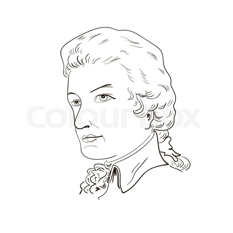 800x800 Wolfgang Amadeus Mozart. Sketch Portrait. Black And White. Vector - Mozart Sketch