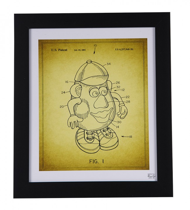 650x720 Mr. Potato Head Patent Sketch Framed Print - Mr Potato Head Sketch