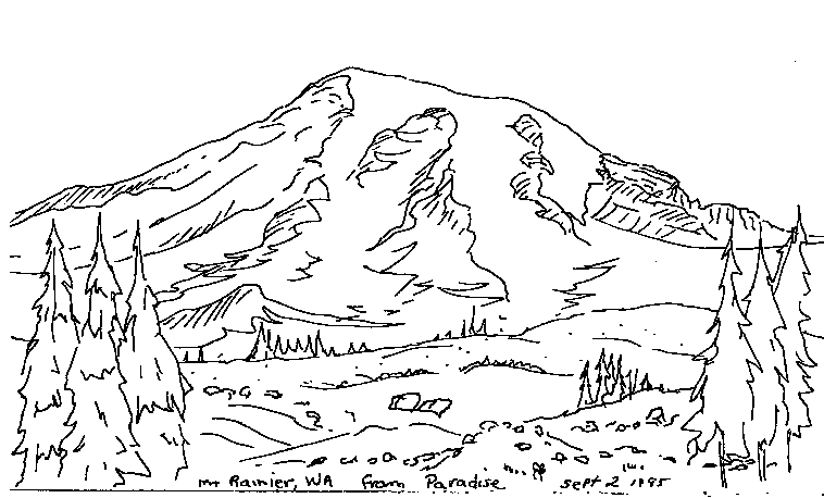 758x458 Mt Rainier Drawing Black And White Sketch Coloring - Mt Rainier Sketch