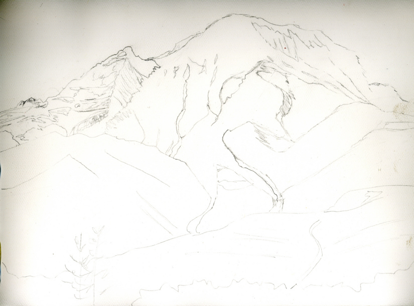 825x609 Mt Rainier Drawing... Sketch By Cappling - Mt Rainier Sketch