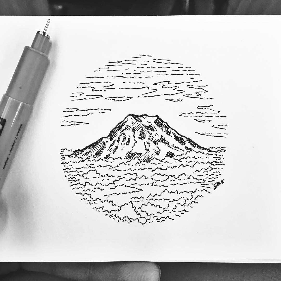 Mt Rainier Sketch at PaintingValley.com | Explore collection of Mt ...