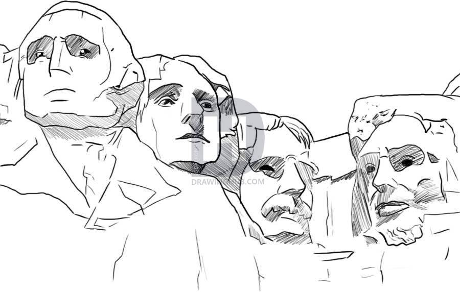 900x572 How To Draw Mount Rushmore, Step By Step, Drawing Guide, By - Mt Rushmore Sketch