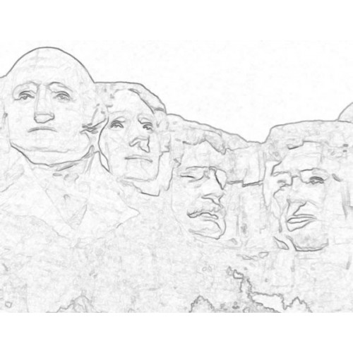 500x500 Mount Rushmore Sketch For Canvas Painting - Mt Rushmore Sketch