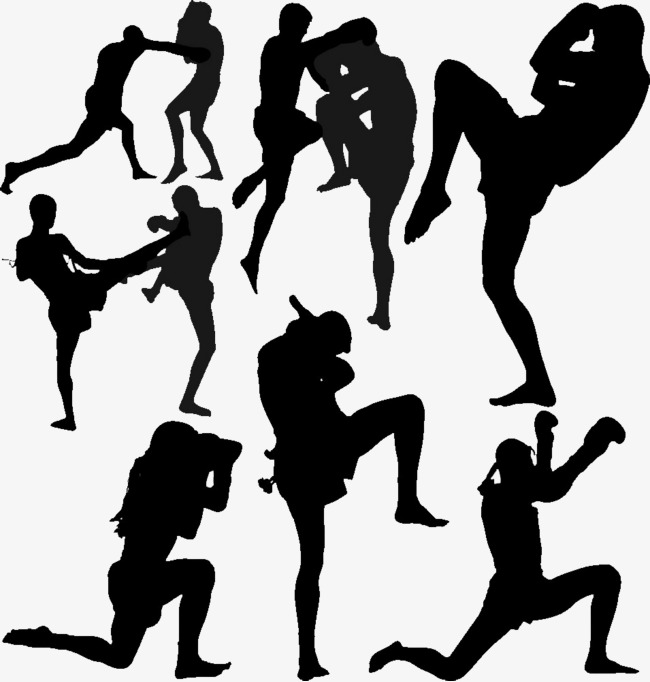 650x682 Muay Silhouette, Muay Thai, Sketch, Multiple Png Image And Clipart - Muay Thai Sketch