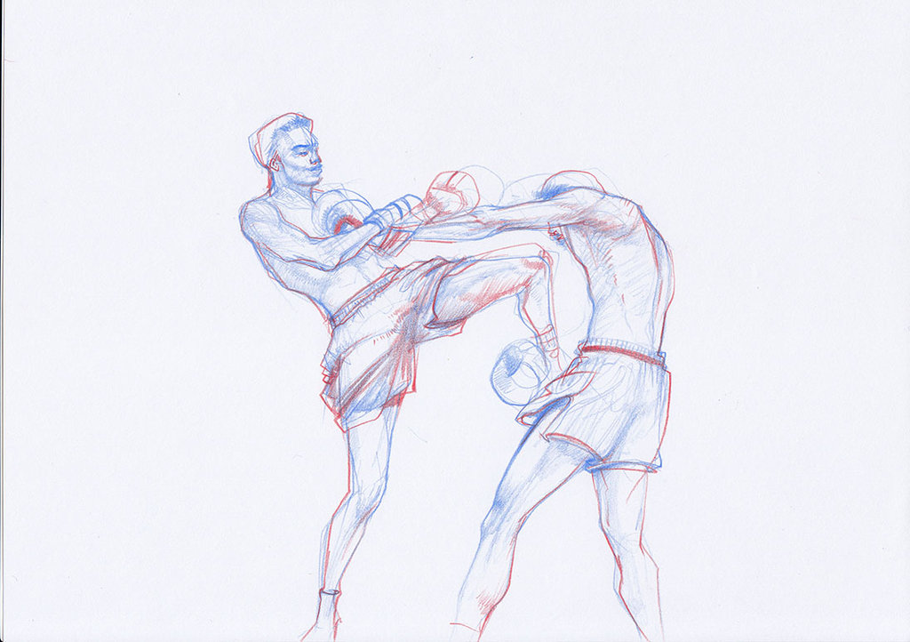 1024x722 Muay Thai Boxing Sketch By Kaikaikiki - Muay Thai Sketch
