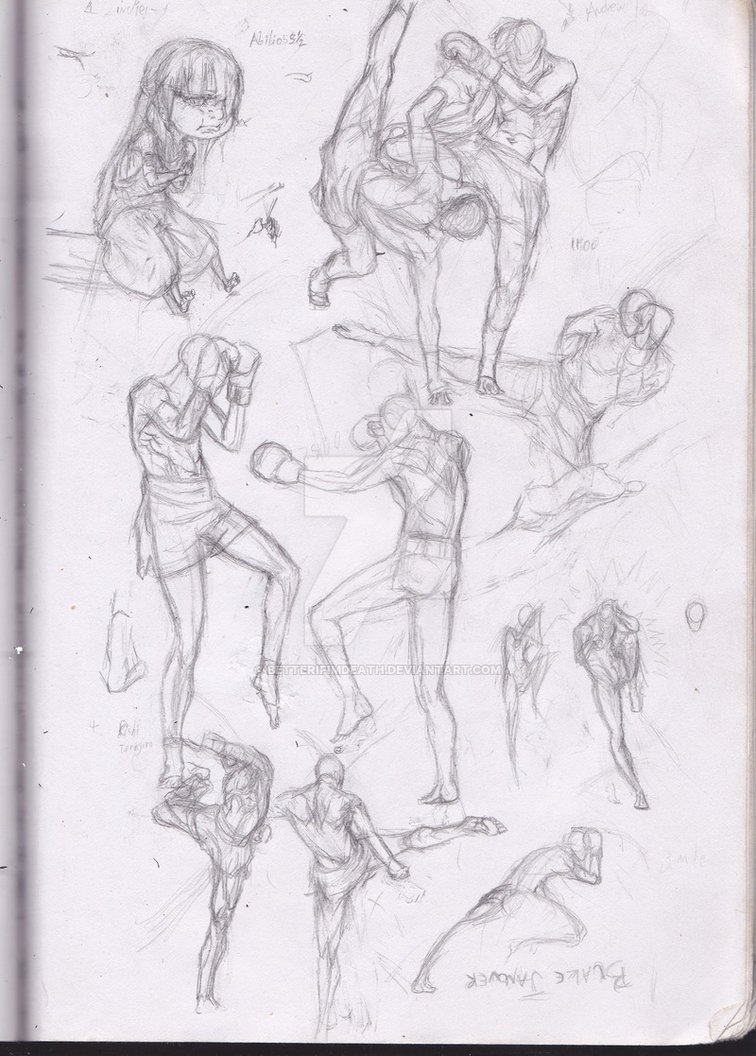 756x1056 Sketches Muay Thai Studies And Abilio Pouting By Betterifimdeath - Muay Thai Sketch