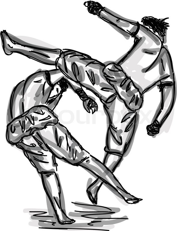614x800 Vector Thai Boxing Collection Muay Thai Martial Art Popular - Muay Thai Sketch