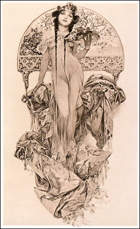 458x750 Jennifermaidment Alphonse Mucha Sketch Just Art I Like - Mucha Sketches