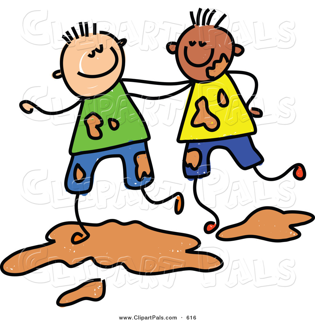 1024x1044 Pal Clipart Of A Childs Sketch Of Two Boys Playing Together In Mud - Mud Sketch