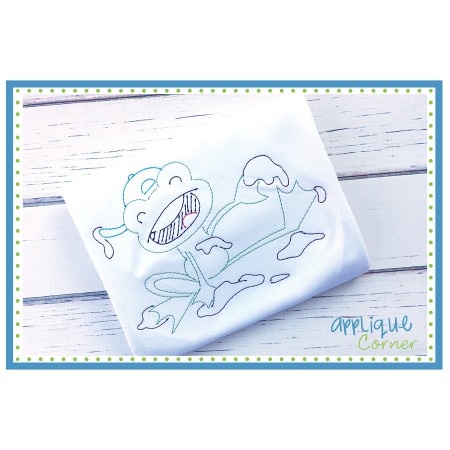 450x450 Applique Corner Frog In Mud Sketch Embroidery Design - Mud Sketch