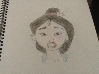 320x240 Mulan!! Half Face With Makeup And Half Face Natural. - Mulan Sketch