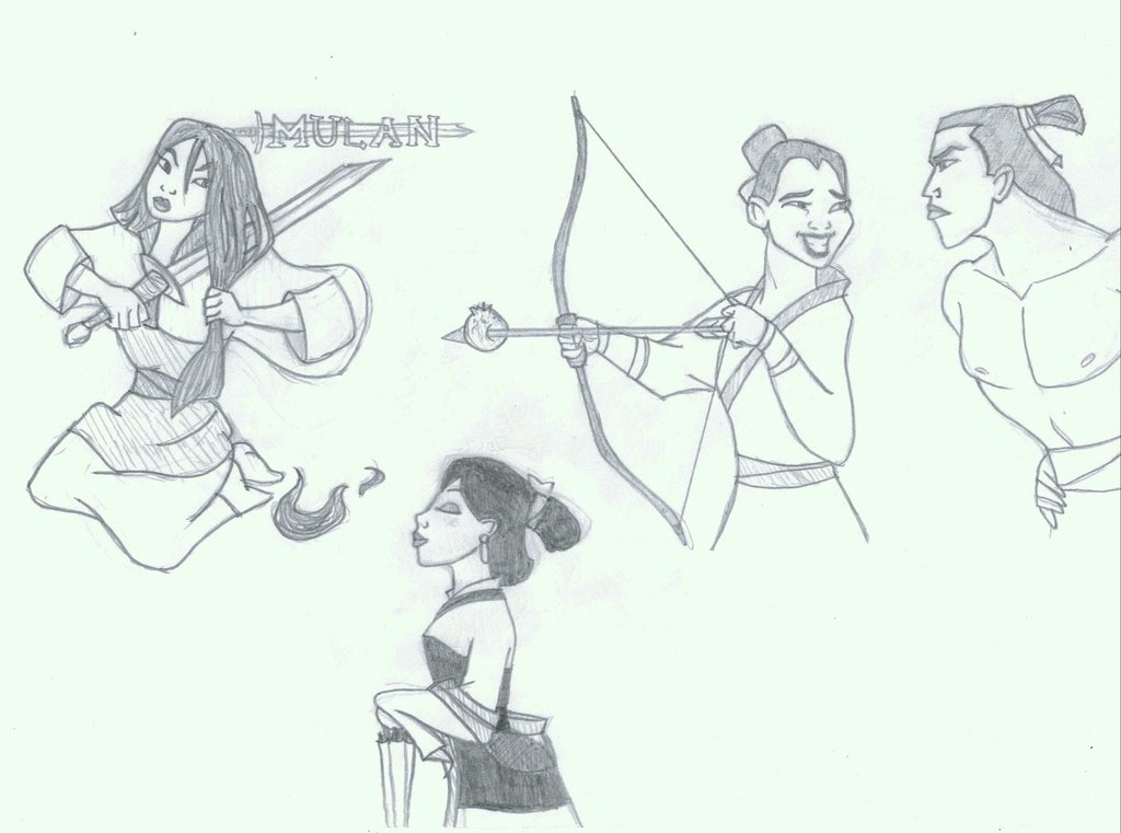 1024x761 Mulan Sketches By Salmonsuzie - Mulan Sketch