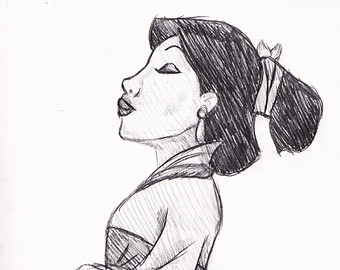 340x270 Mulan Drawing Etsy - Mulan Sketch