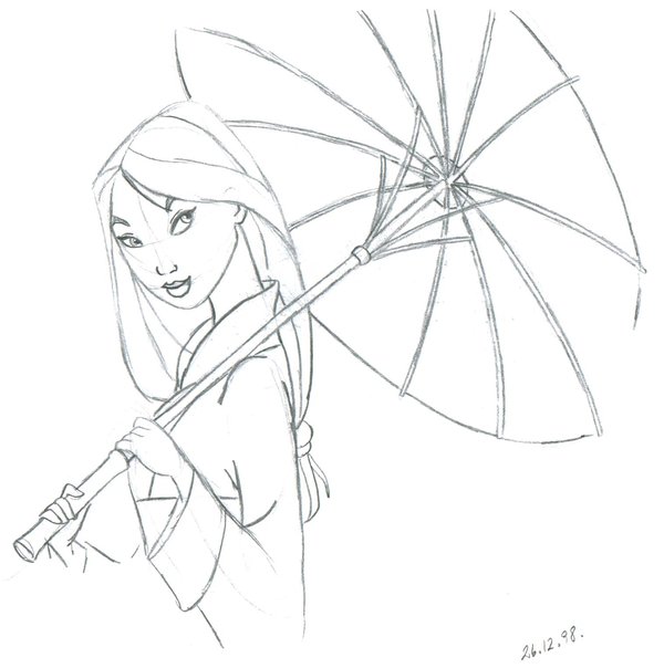 600x604 Mulan Sketch By Landesfes - Mulan Sketch