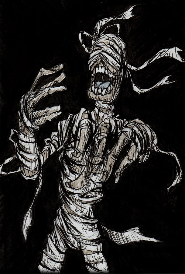 609x900 Mummy Drawing By David Therrien - Mummy Sketch