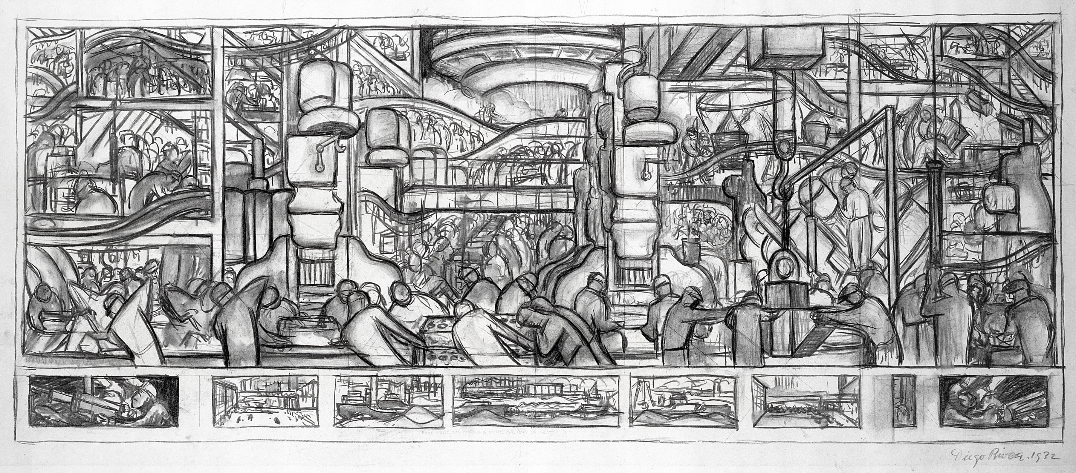 3600x1584 A Rare Look At How Diego Rivera Turned Sketches Into His Iconic - Mural Sketches