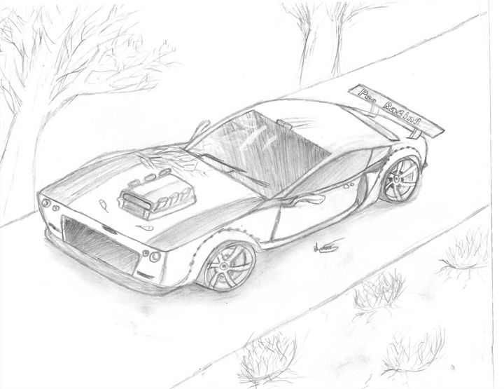720x555 Muscle Car Drawing - Muscle Car Sketch
