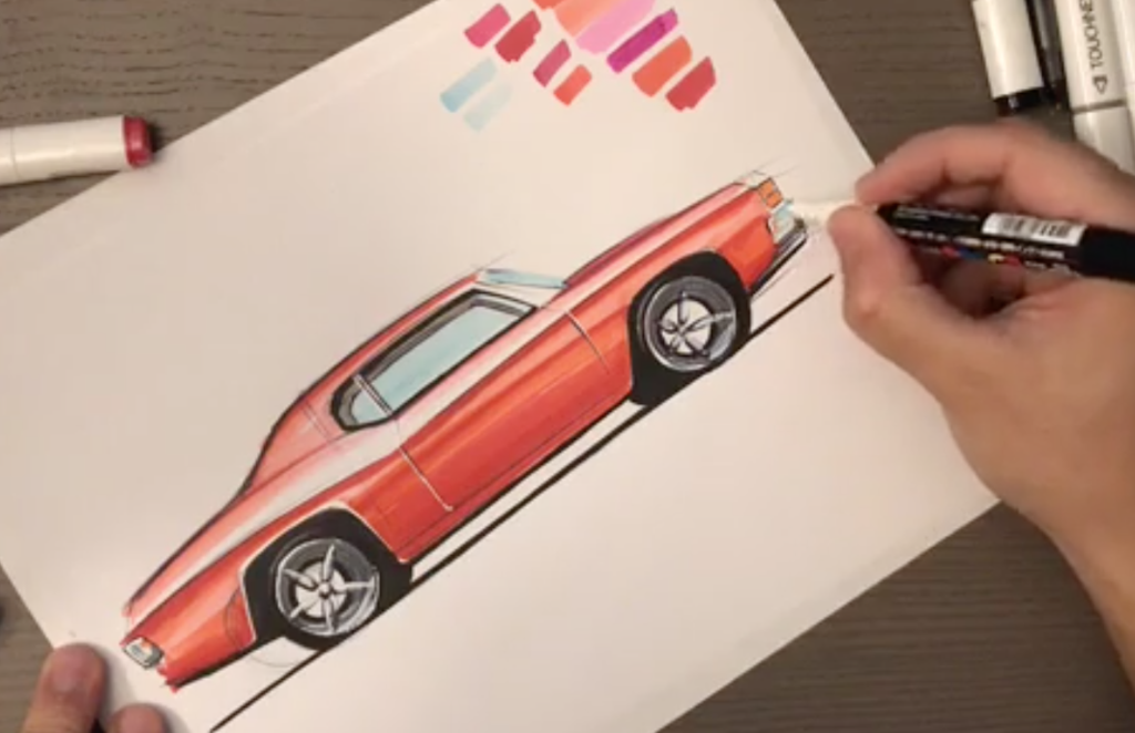 1024x662 Can You Sketch A Muscle Car With Our Markers Of Course You Can - Muscle Car Sketch
