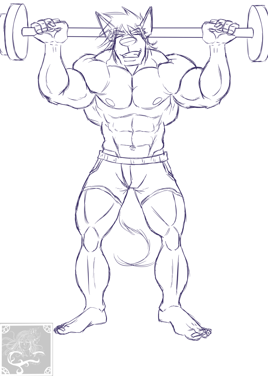 900x1260 Muscle Man (Sketch) Weasyl - Muscle Man Sketch
