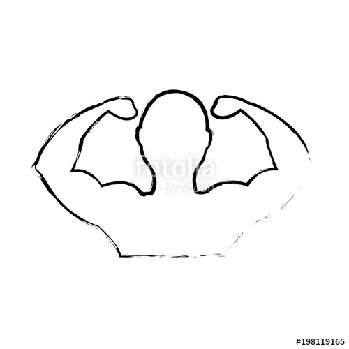 500x500 Silhouette Of Muscle Man Bodybuilder Fitness Gym Vector - Muscle Man Sketch