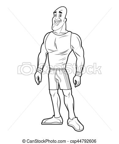 389x470 Healthy Man Athletic Muscular Sketch Vector Illustration Eps 10. - Muscle Man Sketch