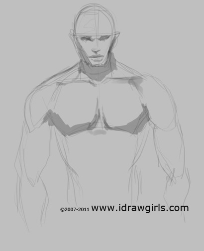 410x504 Full Tutorial Drawing Body Muscle Torso Anatomy Superhero Type Man - Muscle Sketch