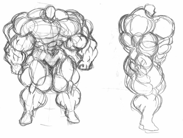 600x455 Male Muscle Art Sketch By Mightyknightbr - Muscle Sketch