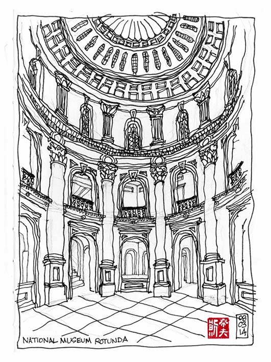 531x709 Living In Singapore Singapore National Museum Rotunda Sketch - Museum Sketch