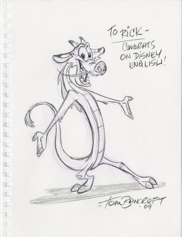 615x800 Tom Bancroft - Mushu Sketch