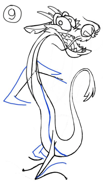 330x589 How To Draw Mushu Dragon From Mulan With Step By Step Drawing - Mushu Sketch