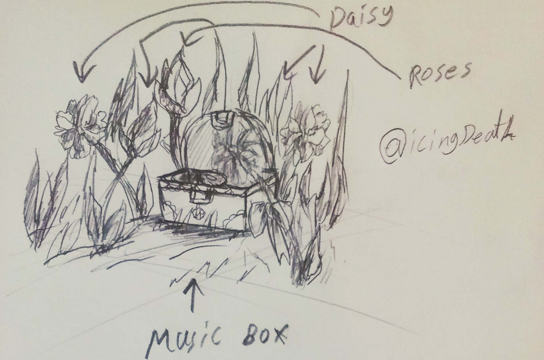 1893x1256 Ok So This Is Sorta I Did This In Like 5 Mins Smaller Flowers In - Music Box Sketch