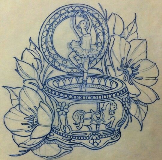 540x534 This Would Be Great But Use The Music Box From Anastasia Tattoo - Music Box Sketch