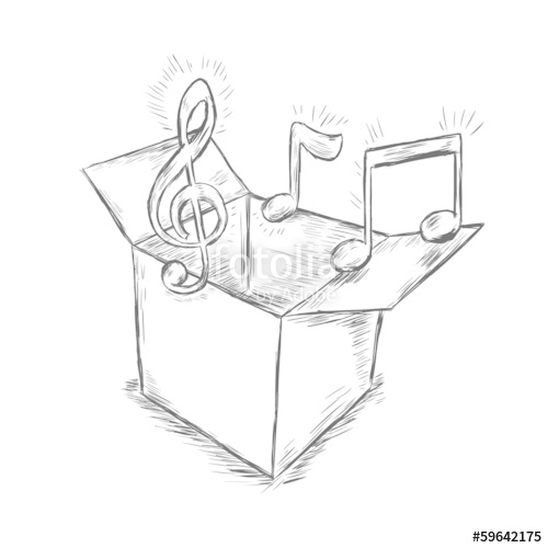 500x500 Vector Sketch Illustration - Music Box Sketch