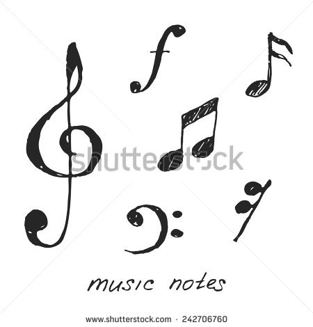450x470 Drawn Music Notes Calligraphy - Music Note Sketch