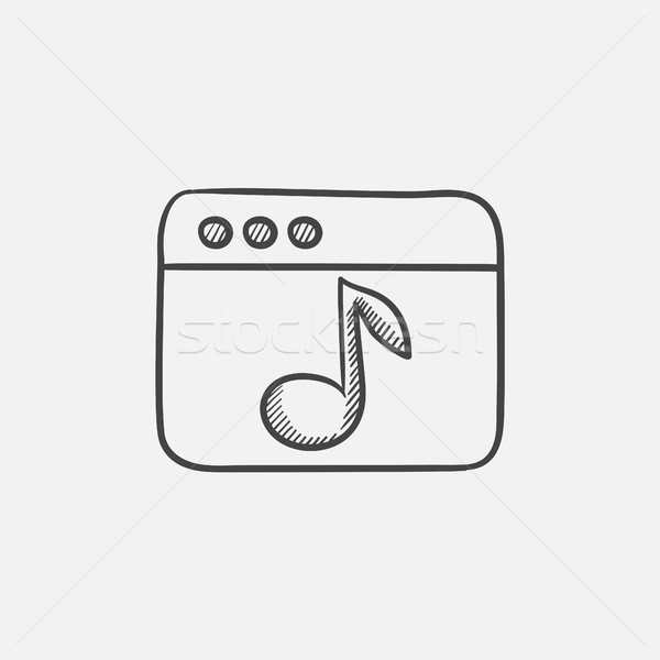 600x600 Browser Window With Music Note Sketch Icon. Vector Illustration - Music Note Sketch