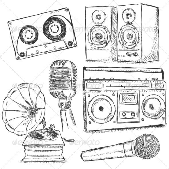 590x590 Vector Set Of Sketch Music Object By Nikiteev Graphicriver - Music Sketch