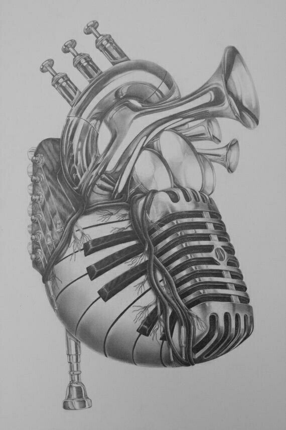570x855 Drawing - Music Tattoo Sketches