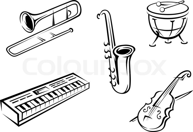 800x549 Musical Instruments Set Stock Vector Colourbox - Musical Instruments Sketch