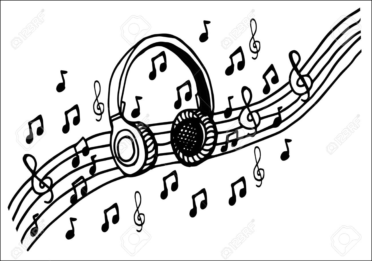 1300x912 Drawn Music Notes Calligraphy - Musical Notes Sketch